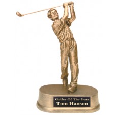 8 3/4" Antique Gold Male Golf Resin